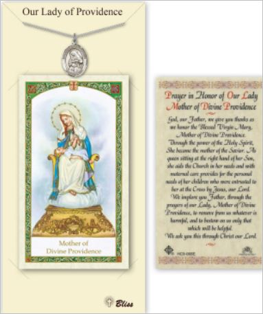 Our Lady of Providence Pewter Medal with Prayer Card, # 67355