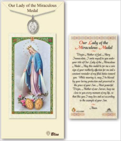 Our Lady of the Miraculous Medal, Pewter with Prayer Card, # 67357