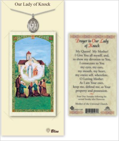 Our Lady of Knock Medal, Pewter with Prayer Card, # 67359