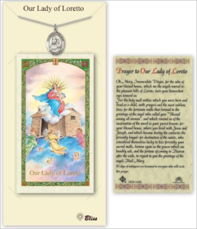 Our Lady of Loretto Medal, Pewter with Prayer Card, # 67361