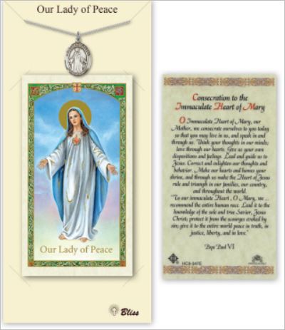 Our Lady of Peace Pewter Medal with Prayer Card, # 67365