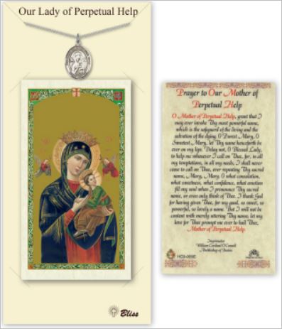 Our Lady of Perpetual Help Pewter Medal with Prayer Card, # 67366