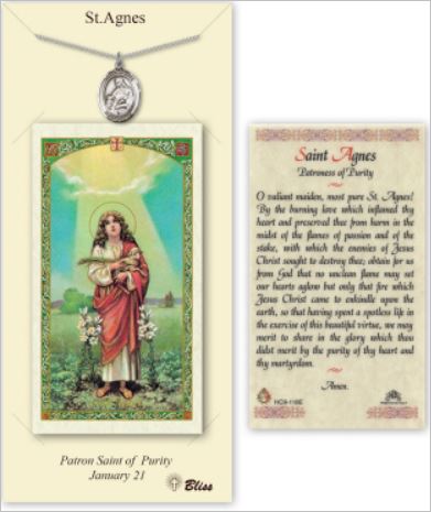 St. Agnes Pewter Medal with Laminated Prayer Card, # 67370