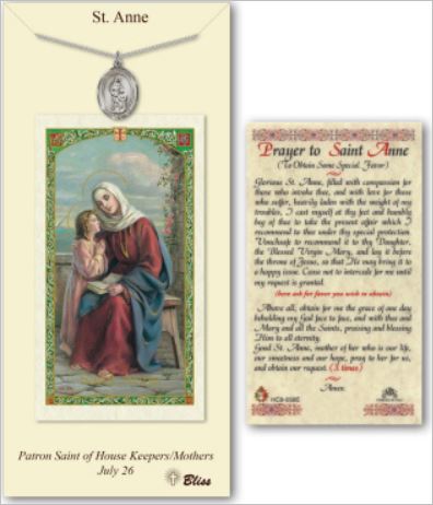 St. Anne Pewter Medal with Laminated Prayer Card, # 67371