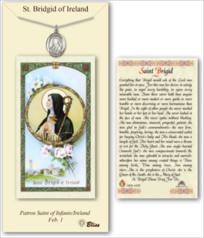 St. Brigid of Ireland Pewter Medal with Laminated Prayer Card, # 67374