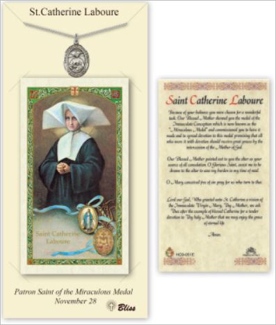 St. Catherine Laboure Pewter Medal with Laminated Prayer Card, # 67375
