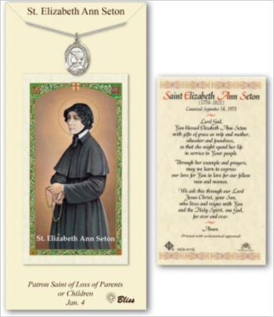 St. Elizabeth Ann Seton Pewter Medal with Laminated Prayer Card, # 67382