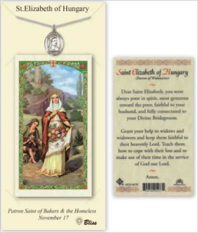 St. Elizabeth of Hungary Pewter Medal with Laminated Prayer Card, # 67383