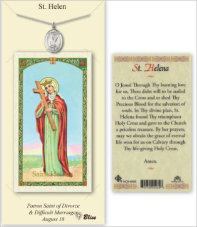 St. Helen Pewter Medal with Laminated Prayer Card, # 67386