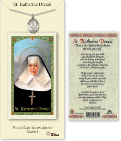 St. Katherine Drexel Pewter Medal with Laminated Prayer Card, # 67390