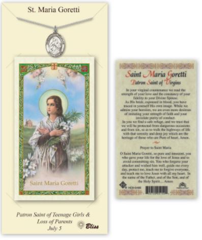 St. Maria Goretti Pewter Medal with Laminated Prayer Card, # 67393