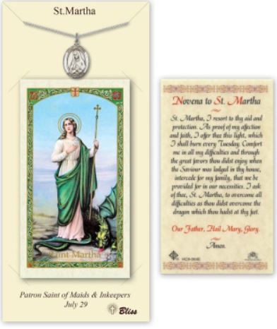 St. Martha Pewter Medal with Laminated Prayer Card, # 67394