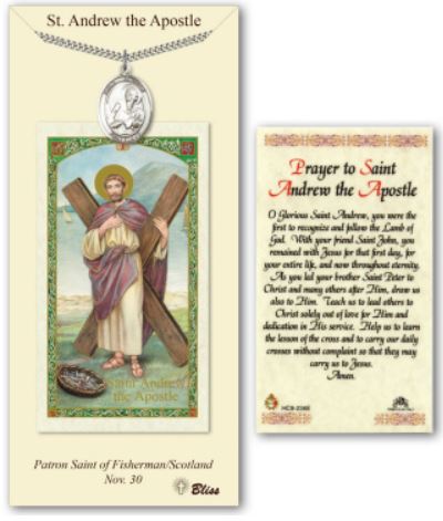 St. Andrew Pewter Medal with Laminated Prayer Card, # 67403
