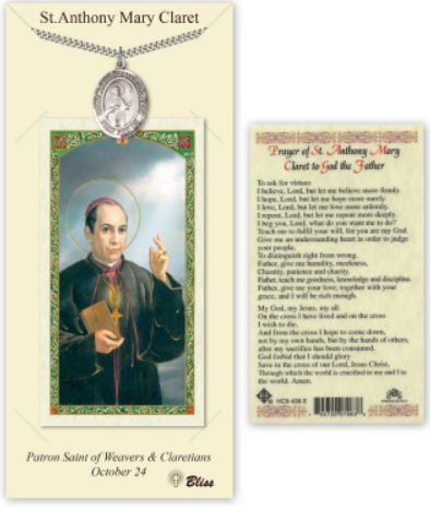 St. Anthony Mary Claret Pewter Medal with Laminated Prayer Card, # 67405