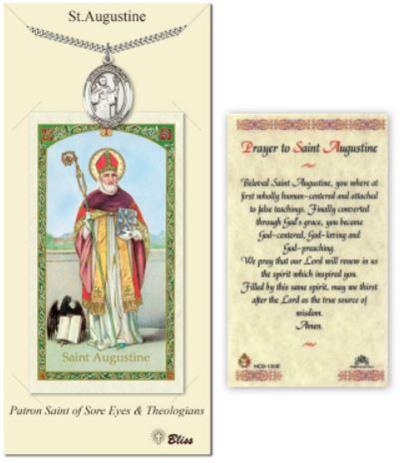 St. Augustine Pewter Medal with Laminated Prayer Card, # 67406