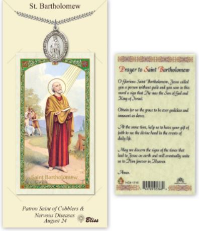 St. Bartholomew Pewter Medal with Laminated Prayer Card, # 67407
