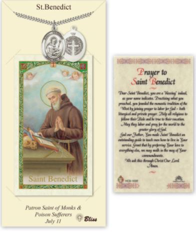 St. Benedict Pewter Medal with Laminated Prayer Card, # 68125