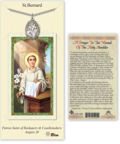 St. Bernard of Clairvaux Pewter Medal with Laminated Prayer Card, # 67408