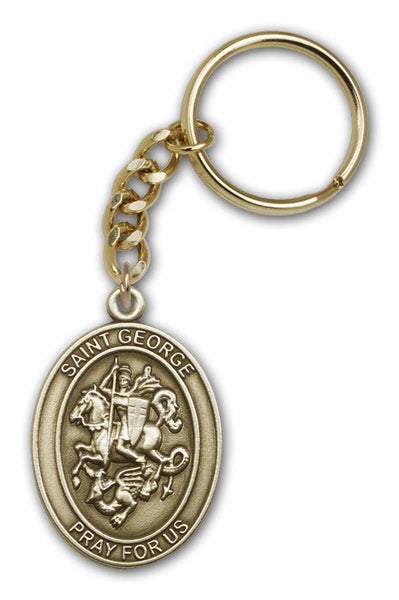 Keychain, St. George, Bronze Oxide Finished Pewter, 1-3/8" Medal, #98865