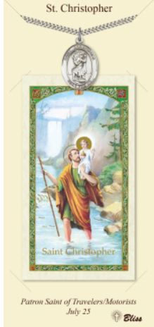 St. Christopher Pewter Medal with Laminated Prayer Card, # 67413