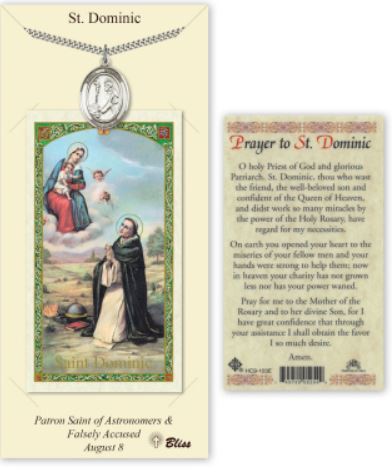 St. Dominic de Guzman Pewter Medal with Laminated Prayer Card, # 67418