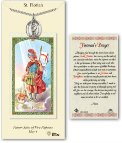 St. Florian Pewter Medal with Laminated Prayer Card, # 67420