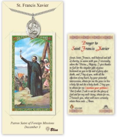 St. Francis Xavier Pewter Medal with Laminated Prayer Card, # 67422