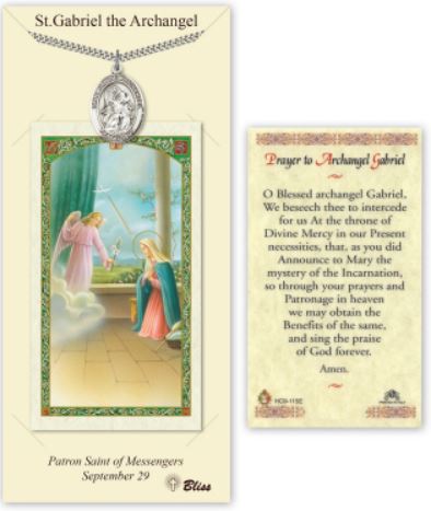 Archangel Gabriel Pewter Medal with Laminated Prayer Card, # 67423
