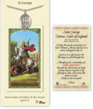 St. George Pewter Medal with Laminated Prayer Card, # 67424