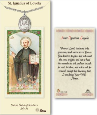 St. Ignatius of Loyola Pewter Medal with Laminated Prayer Card, # 67427