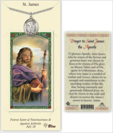 St. James Pewter Medal with Laminated Prayer Card, # 67429