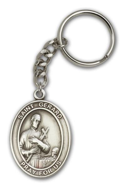 Keychain, St. Gerard, Silver Oxide Finished Pewter, 1-3/8" Medal, #98866