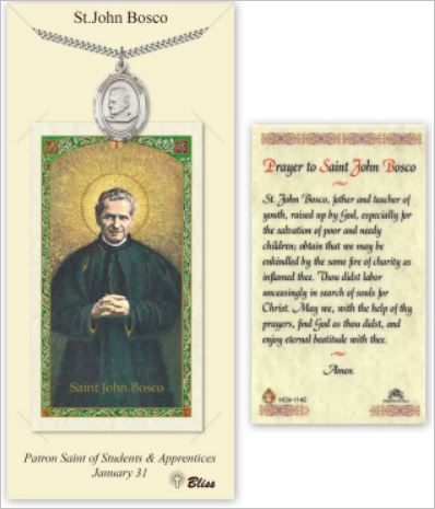 St. John Bosco Pewter Medal with Laminated Prayer Card, # 67431