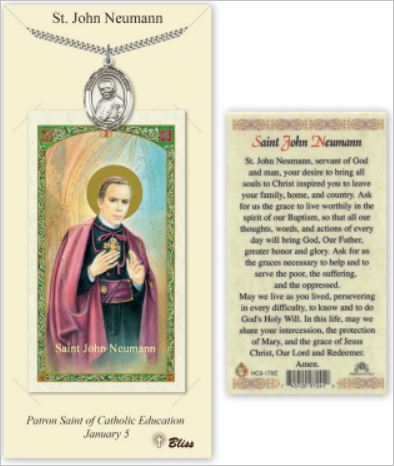 St. John Neumann Pewter Medal with Laminated Prayer Card, # 67432