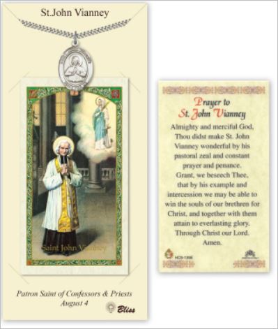 St. John Vianney Pewter Medal with Laminated Prayer Card, # 67435