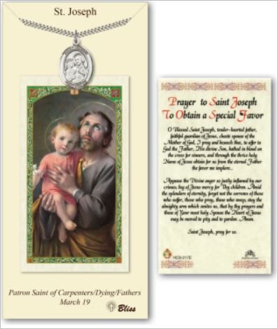 St. Joseph Pewter Medal with Laminated Prayer Card, # 67437