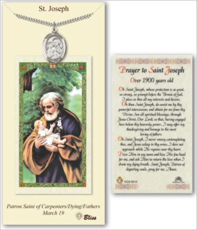 St. Joseph Pewter Medal with Laminated Prayer Card, # 67438