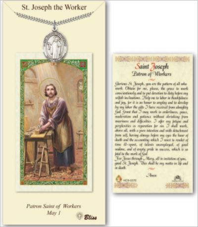 St. Joseph the Worker Pewter Medal with Laminated Prayer Card, # 67440