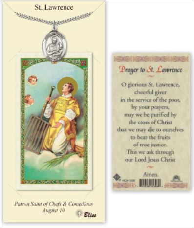 St. Lawrence Pewter Medal with Laminated Prayer Card, # 67442