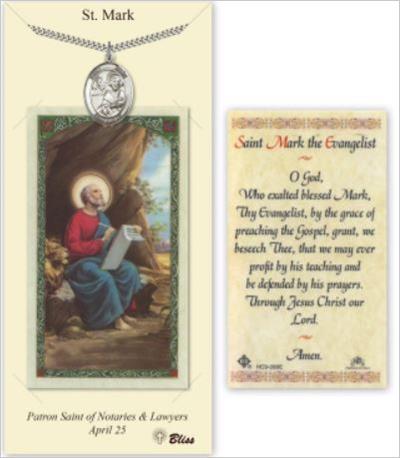St. Mark Pewter Medal with Laminated Prayer Card, # 67446