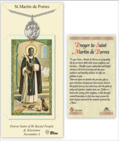 St. Martin de Porres Pewter Medal with Laminated Prayer Card, # 67447
