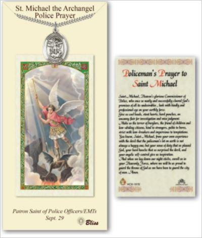 St. Michael Pewter Medal with Laminated Prayer Card, # 67452