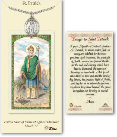 St. Patrick Pewter Medal with Laminated Prayer Card, # 67454