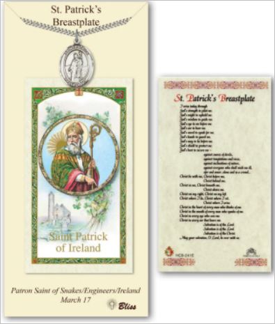 St. Patrick Pewter Medal with Laminated Prayer Card, # 67455