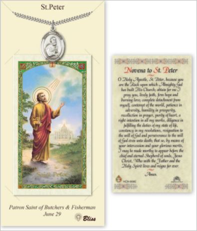 St. Peter Pewter Medal with Laminated Prayer Card, # 67458