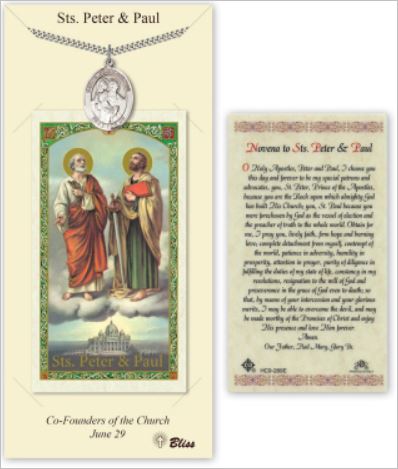 Sts. Peter and Paul Pewter Medal with Laminated Prayer Card, # 67459