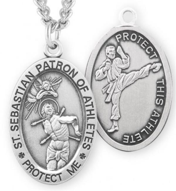 St. Sebastian / Martial Arts Medal, 15/16" Oval, Your Choice of Chain, # 6746