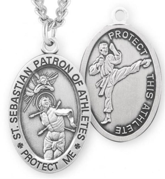 St. Sebastian / Martial Arts Medal, 15/16" Oval, Your Choice of Chain, # 6746