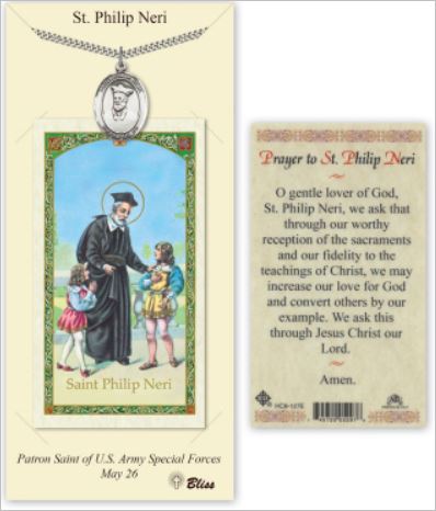St. Philip Neri Pewter Medal with Laminated Prayer Card, # 67460