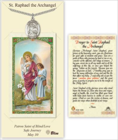 Archangel Raphael Pewter Medal with Laminated Prayer Card, # 67462